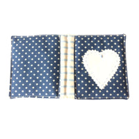 Handmade needle book patchwork sewing needle case blue heart detail