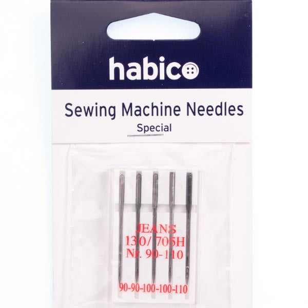 Habic sewing machine needles for jeans or thicker materials in sizes 90-110