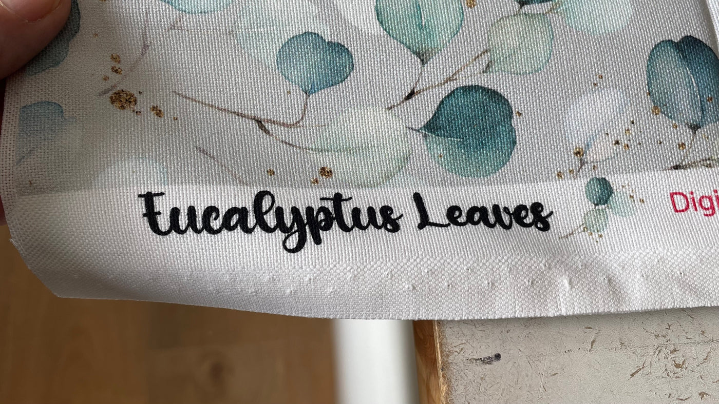 Light Grey Eucalyptus Leaves Canvas Fabric