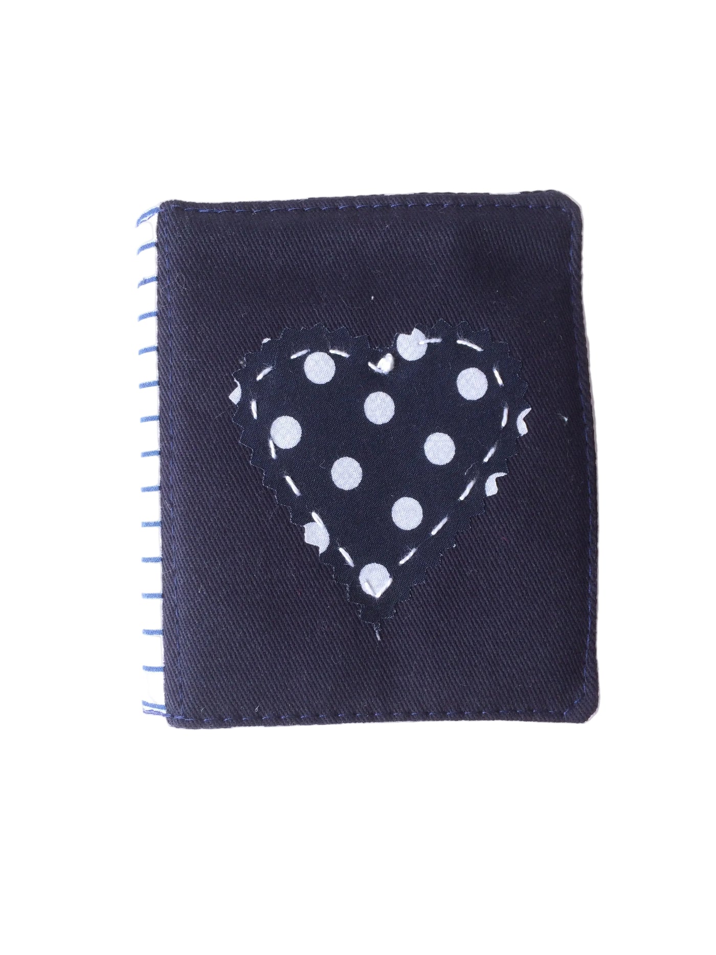 Handmade needle book patchwork sewing needle case blue heart detail