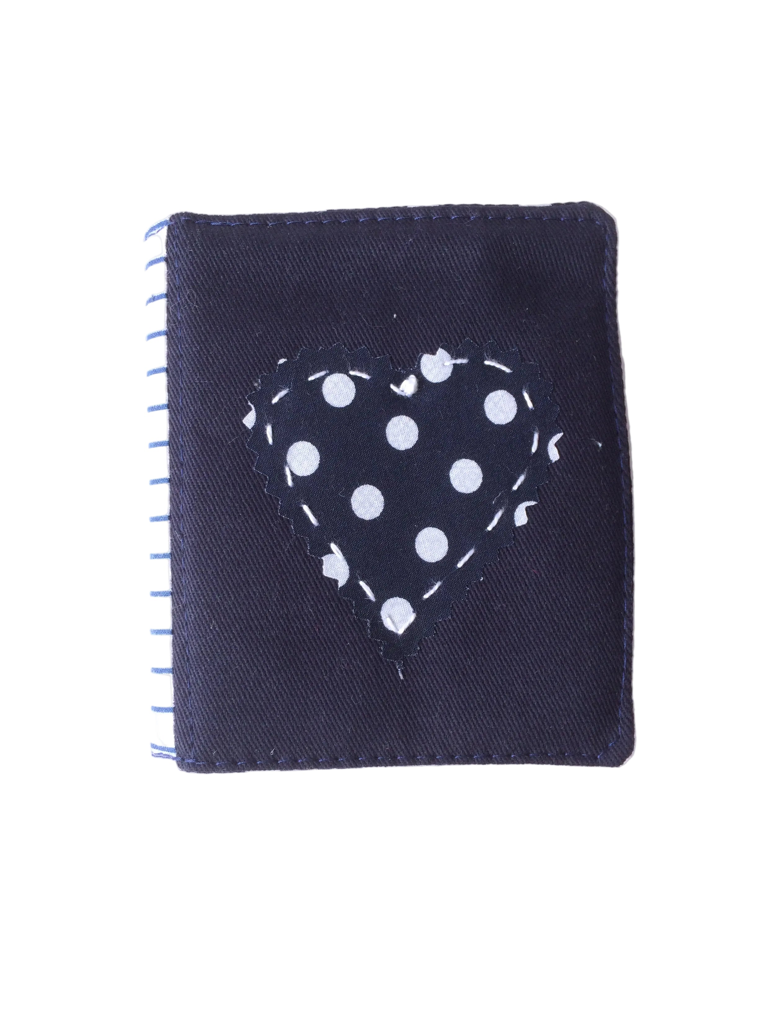 Handmade needle book patchwork sewing needle case blue heart detail