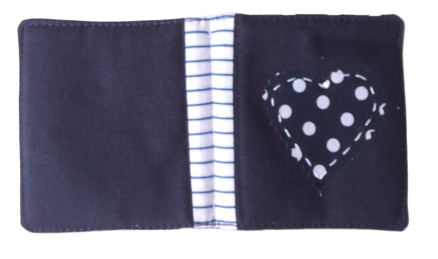 Handmade needle book patchwork sewing needle case blue heart detail