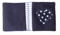 Handmade needle book patchwork sewing needle case blue heart detail
