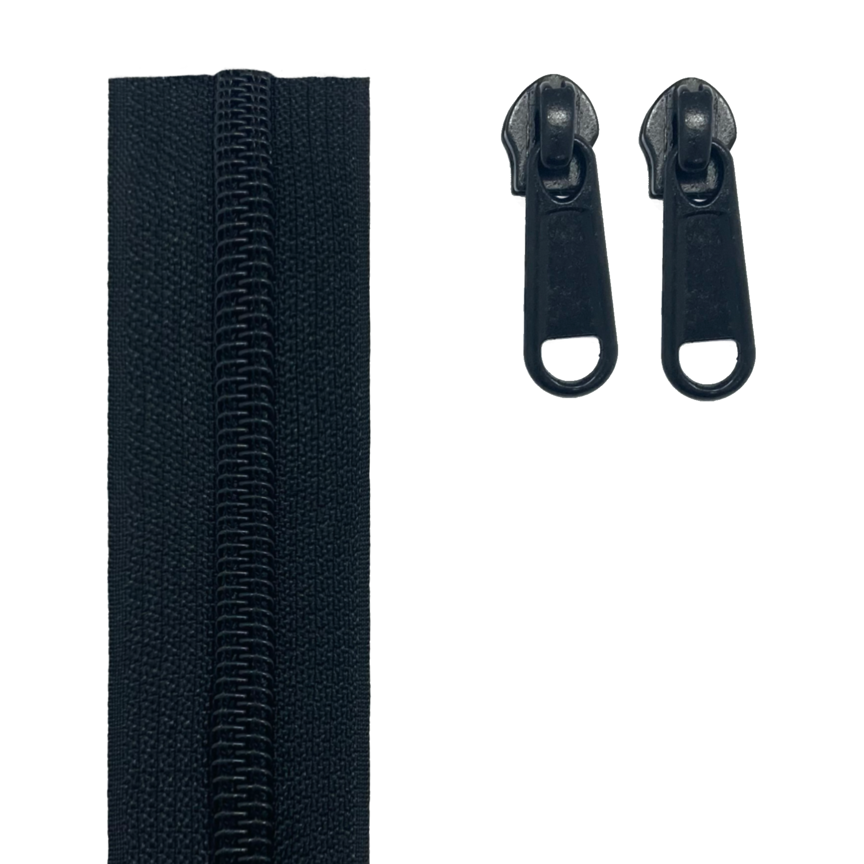 Black Heavier Duty Continuous Coil Zip Roll in size 5