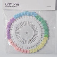 Flower flat headed craft pins in a rosette in 4 colours.