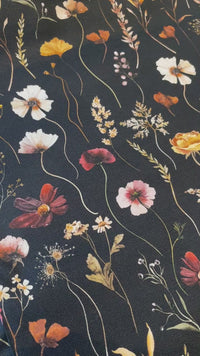 Digital Black Floral Canvas Fabric