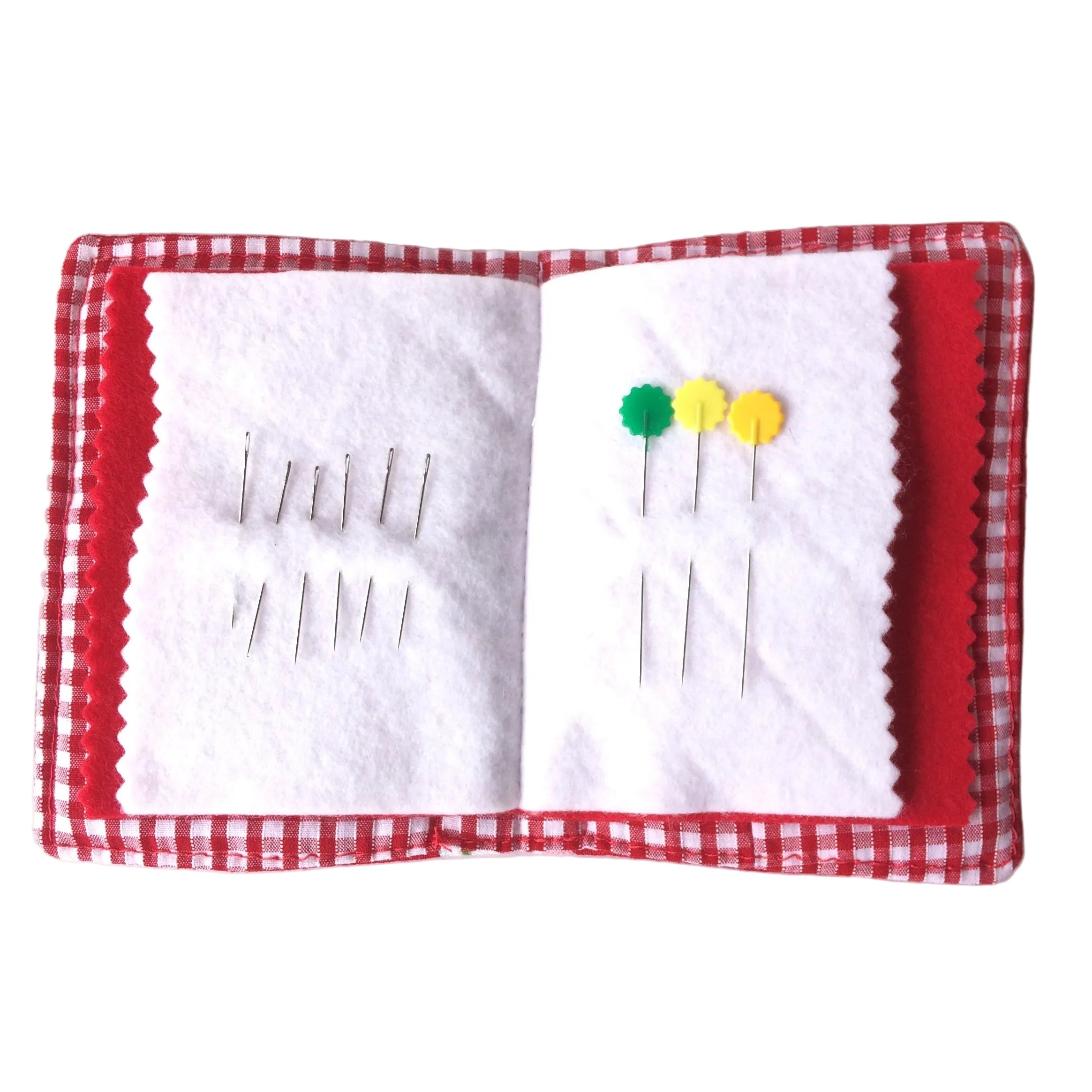 Handmade needle book patchwork sewing needle case red embroidered