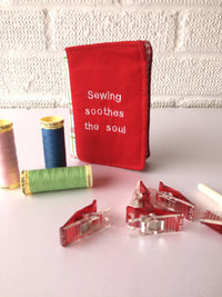 Handmade needle book patchwork sewing needle case red embroidered