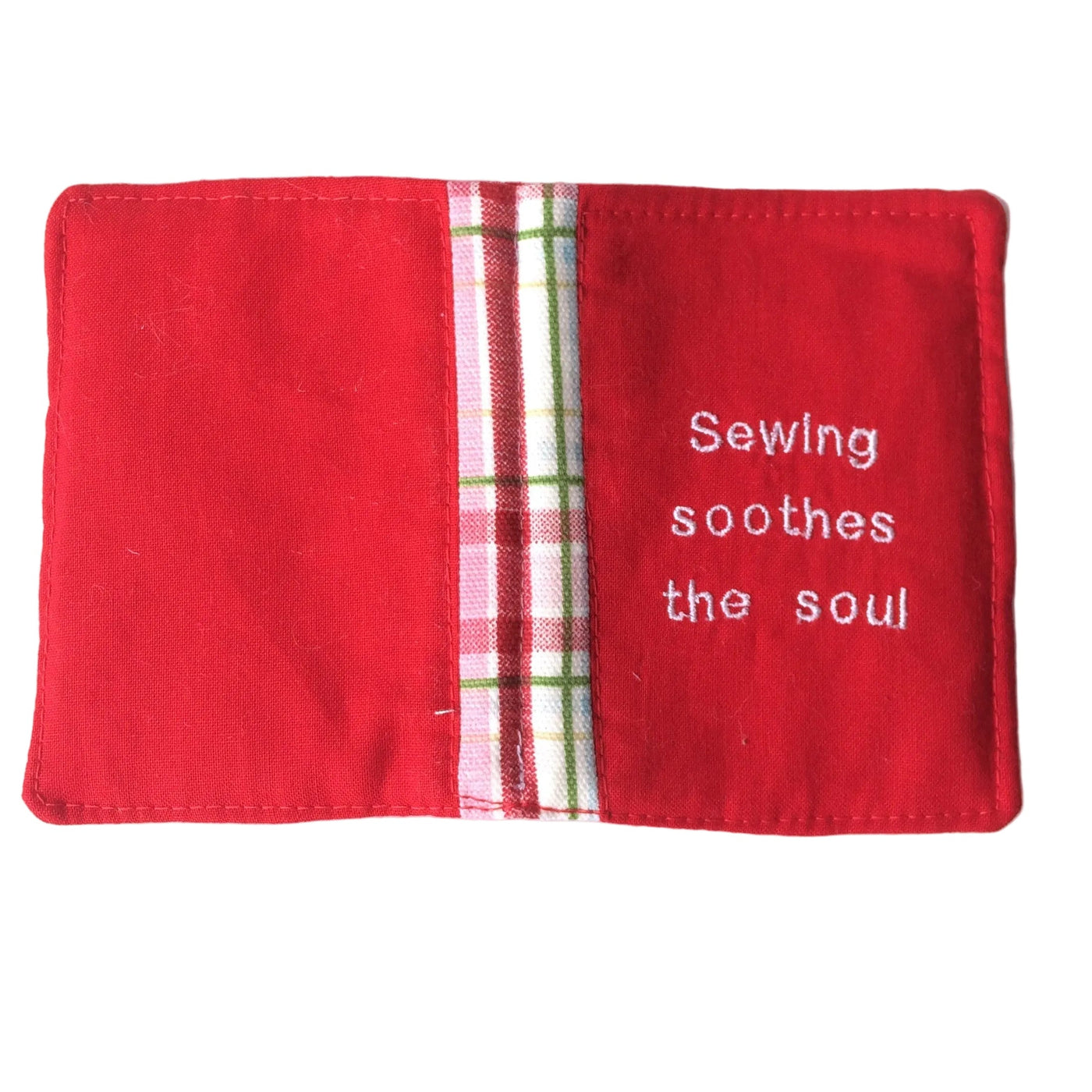 Handmade needle book patchwork sewing needle case red embroidered