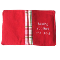 Handmade needle book patchwork sewing needle case red embroidered