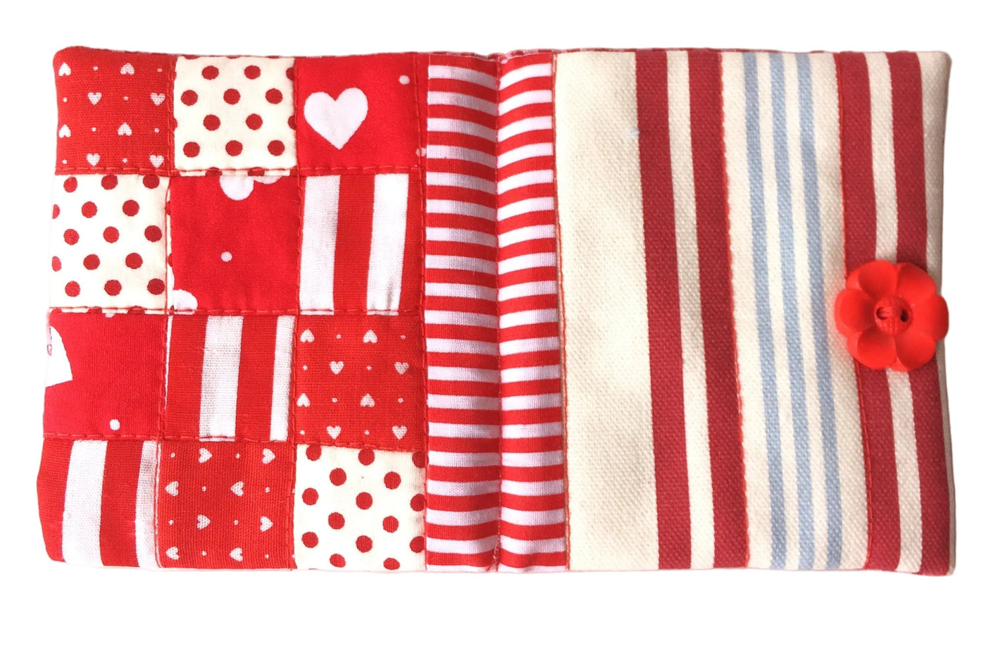 Handmade needle book patchwork sewing needle case red stripe
