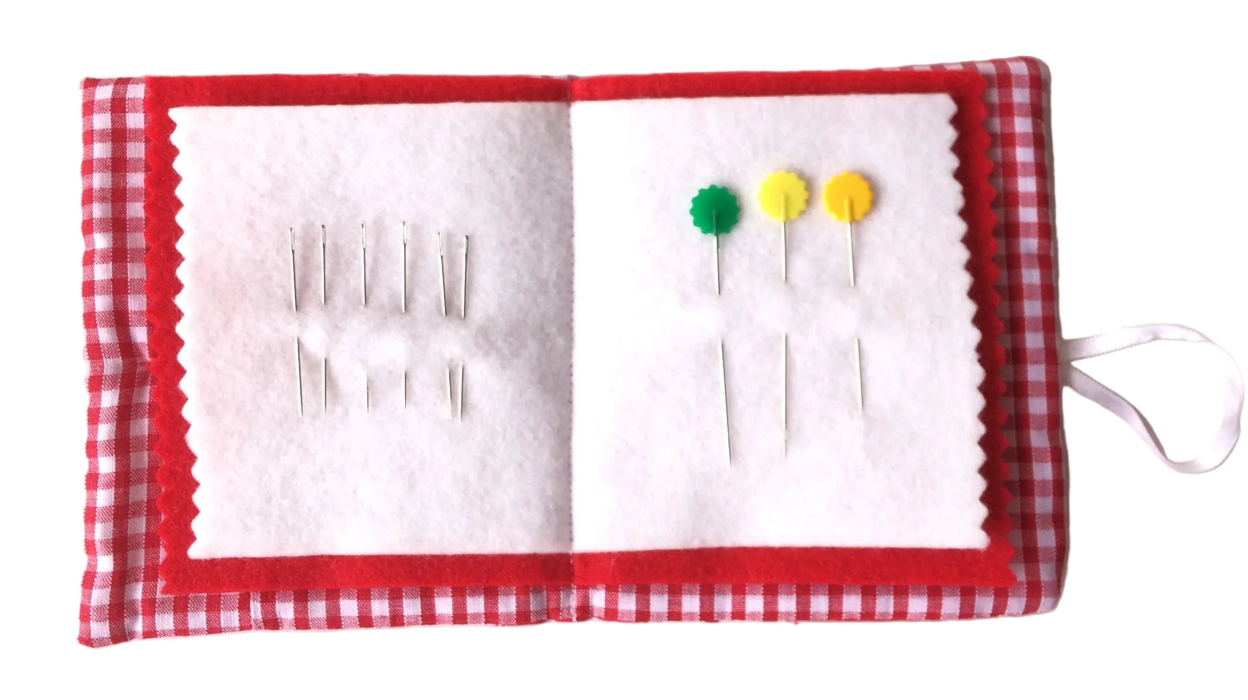 Handmade needle book patchwork sewing needle case red stripe