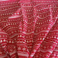 Red poly cotton scandanavian style fabric for traditional christmas projects