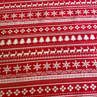 Red poly cotton scandanavian style fabric for traditional christmas projects