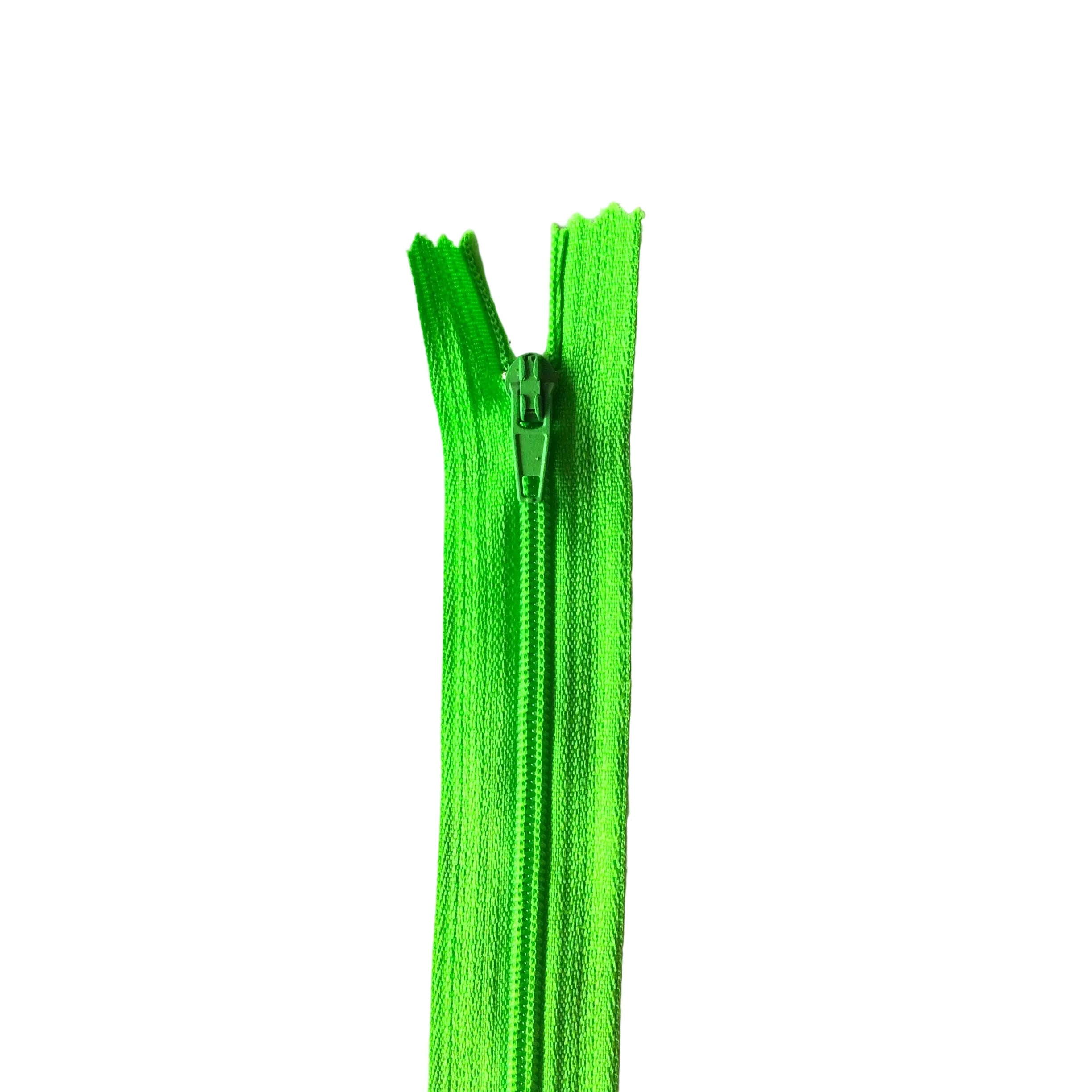 8" zip in green standard style with nylon coil