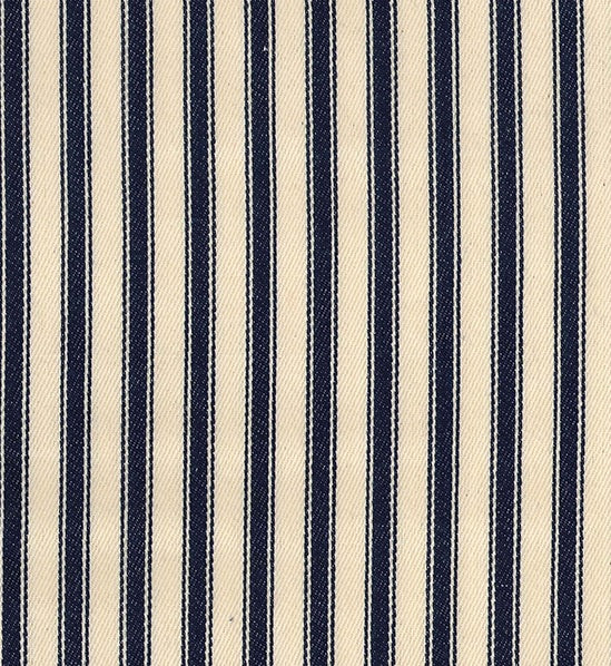 navy ticking with a off white background for upholstery, crafts, curtains