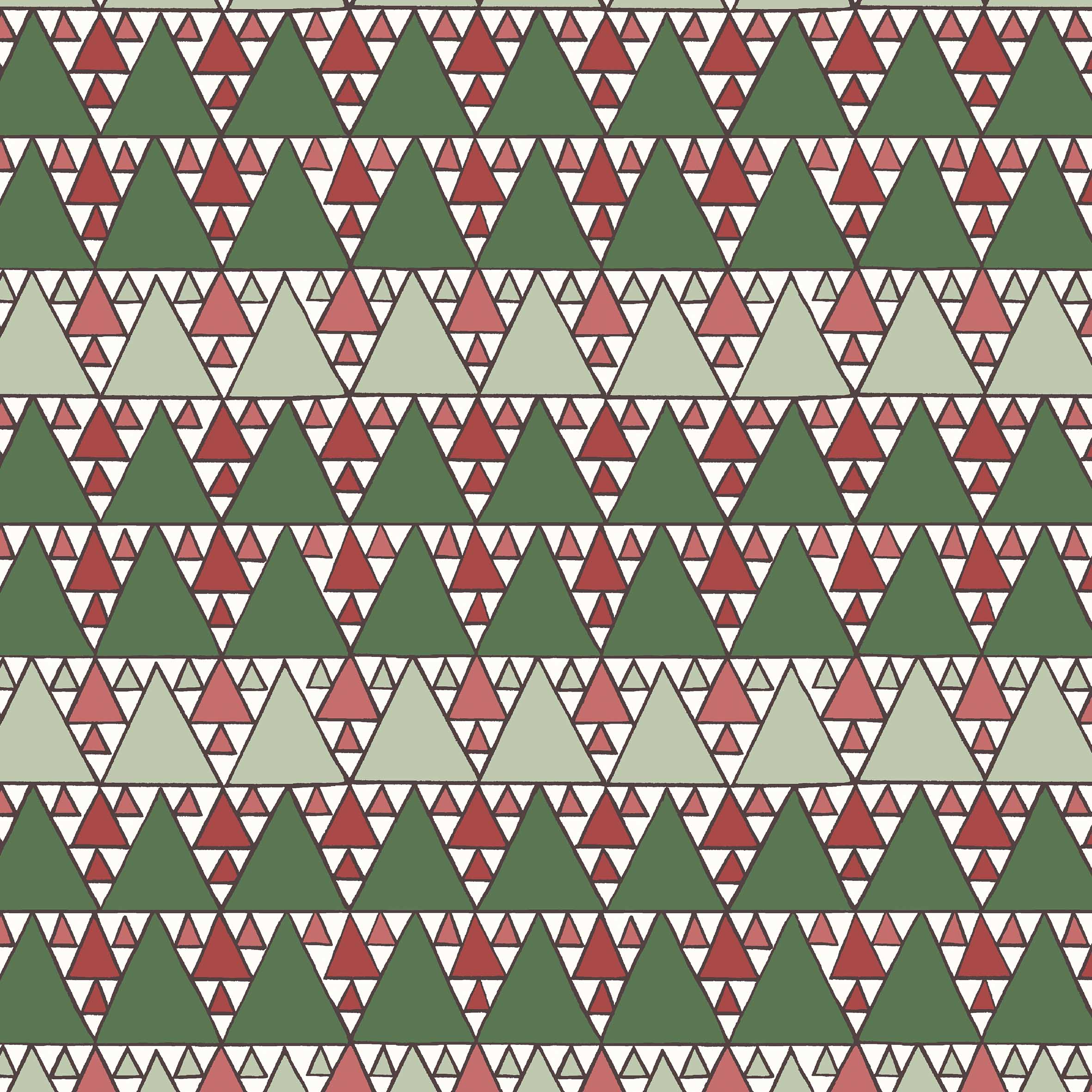 Inspired by a hand-painted geometric from the Liberty archive, this striking design is reminiscent of cosy fair isle knit pattern.  Its stripe formation is made up of varying triangle sizes, which come together to create a superbly symmetrical pine tree forest.  These gorgeous fabrics are 110cm/44" and 100% cotton.