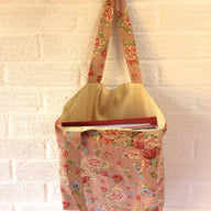 Pink floral lined tote bag
