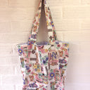 pink gardening themed tote bag for over the shoulder