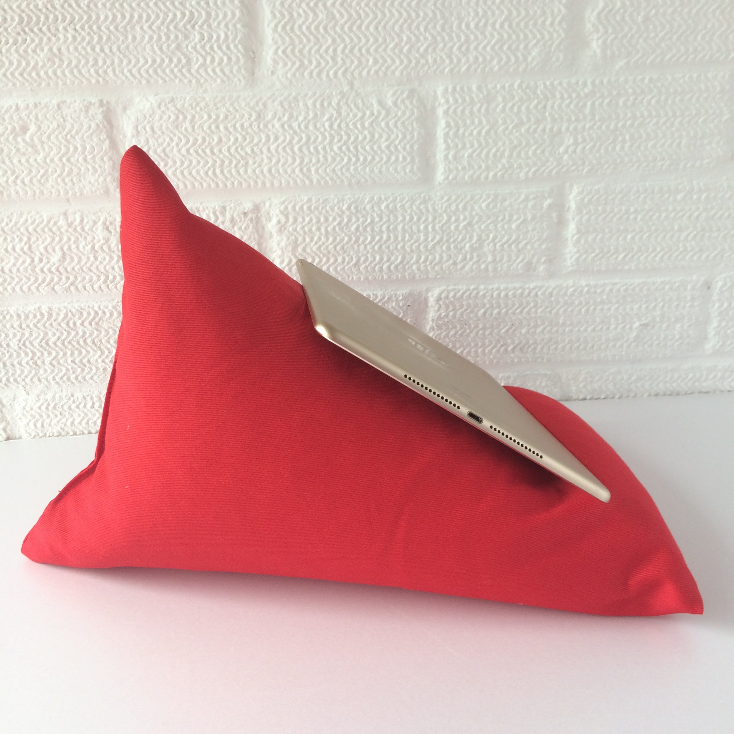 Red Plain Tablet or iPad Holder,  Bean Bag Cushion