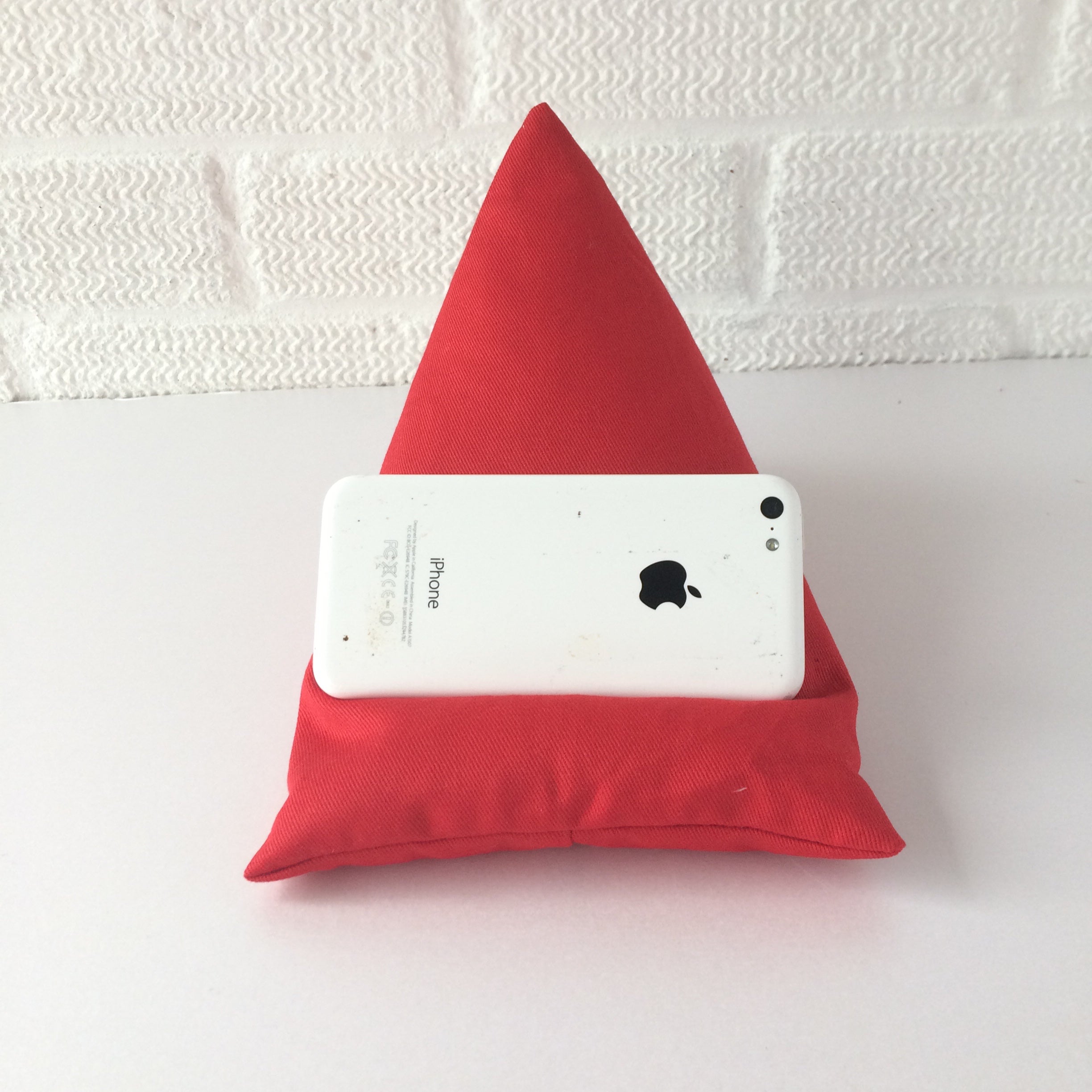 Red Plain Phone Holder Bean Bag Cushion