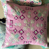 pink panel tile used to make cushion covers from the deco dance collection by liberty of london fabrics