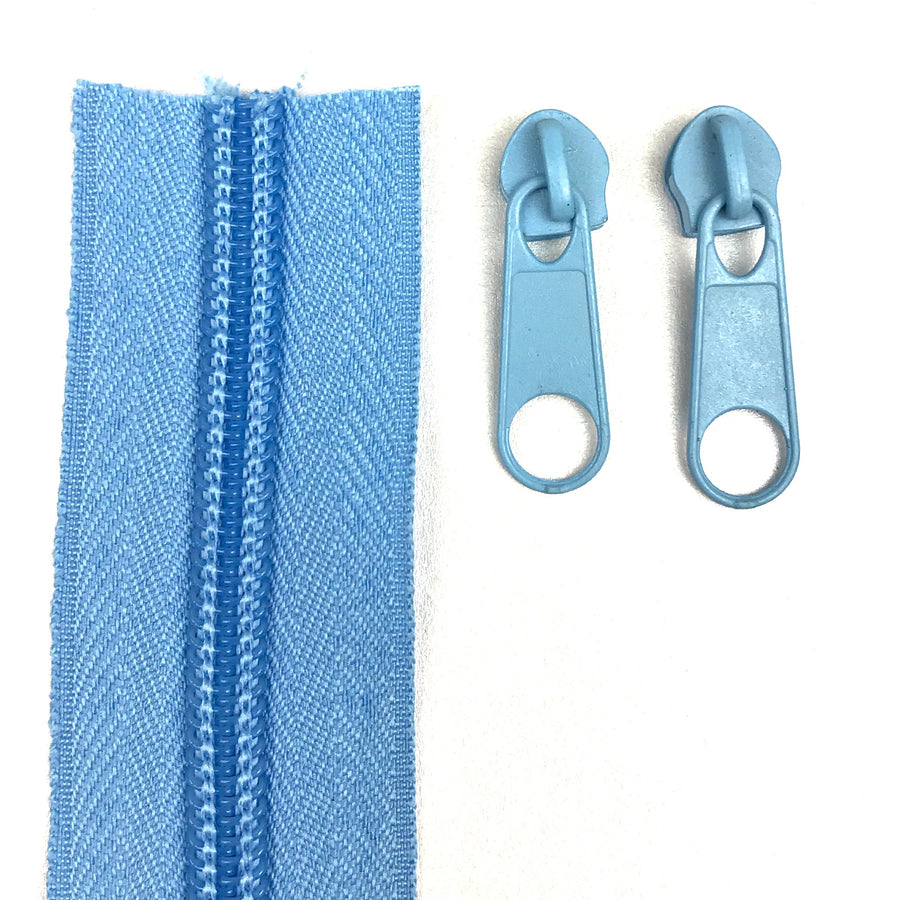 continuous long chain standard zipper tape in mid blue
