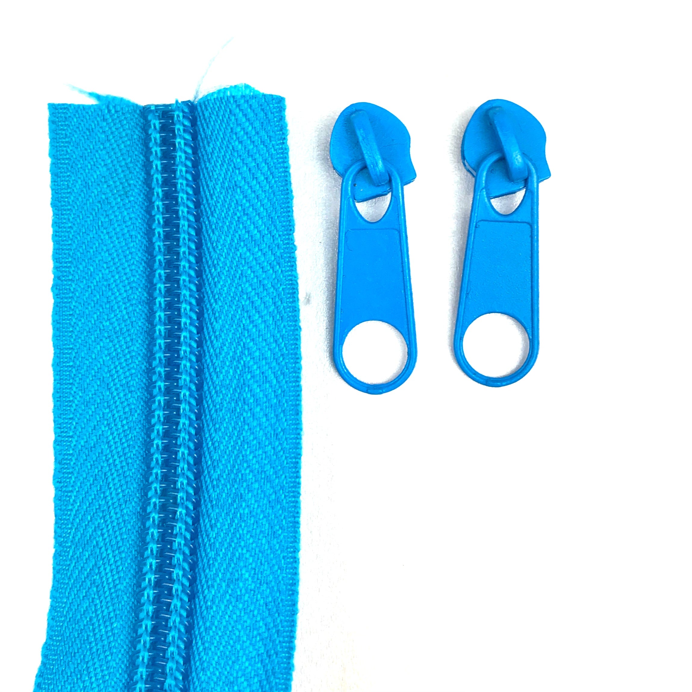 continuous long chain standard zipper tape in turquoise