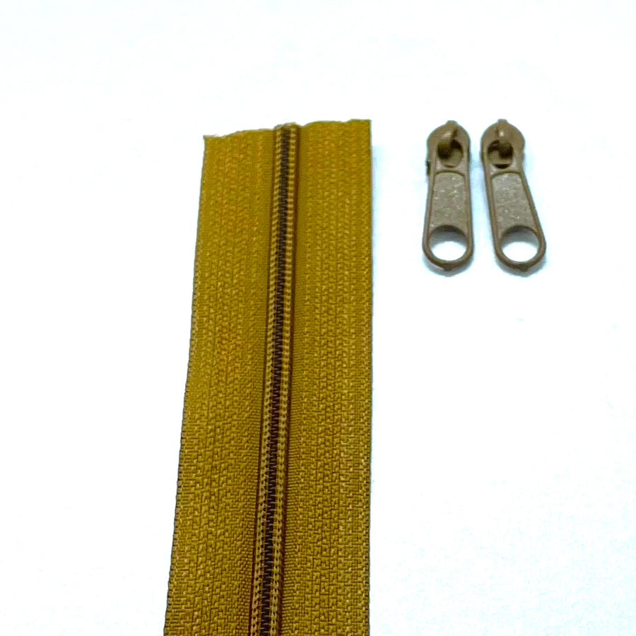 cinnamon brown continuous long chain zipper tape and sliders