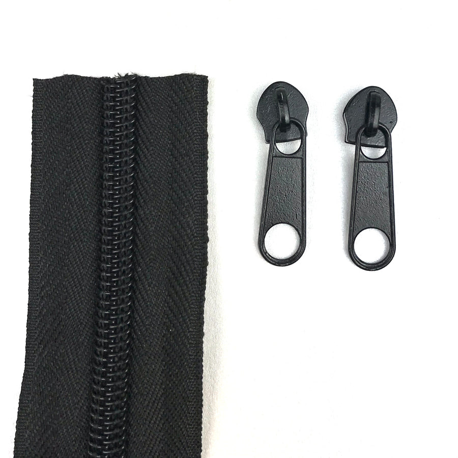 black continuous long chain zipper and sliders