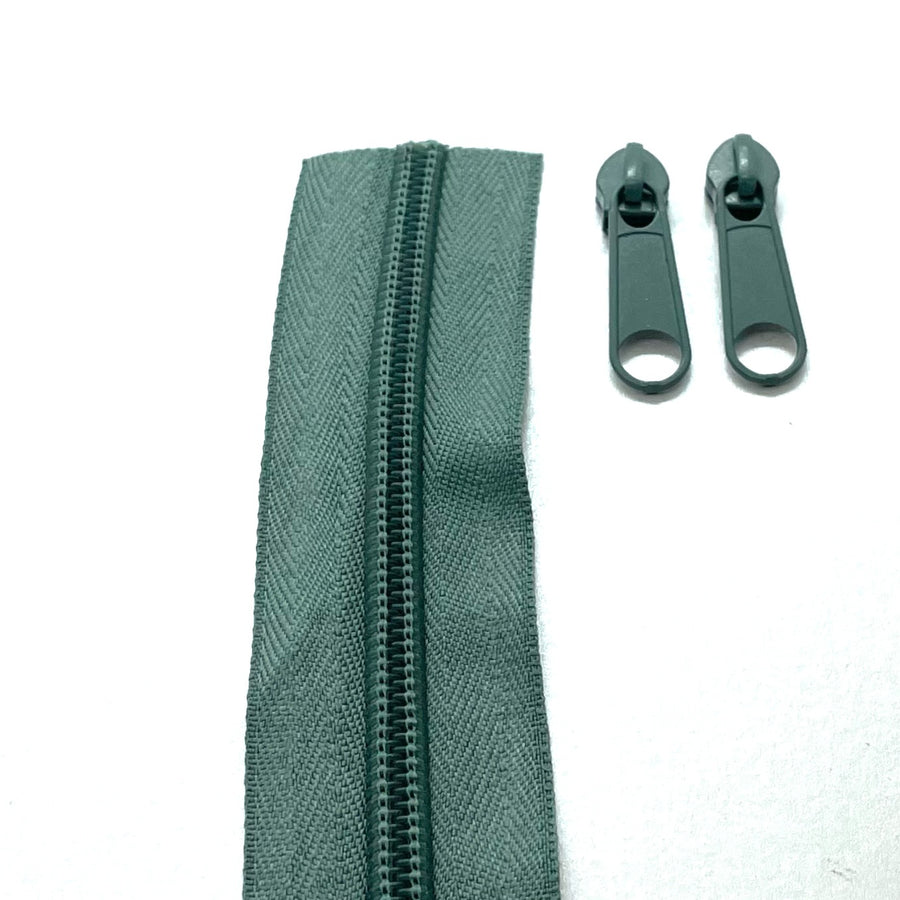 sage green continuous long chain zipper tape