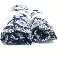 Navy floral knitting needle or crochet hook rolls