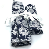 Navy floral knitting needle or crochet hook rolls