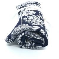 Navy floral knitting needle or crochet hook rolls