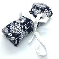 Navy floral knitting needle or crochet hook rolls