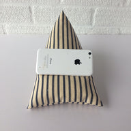 Navy Blue Striped Phone Holder Bean Bag Cushion