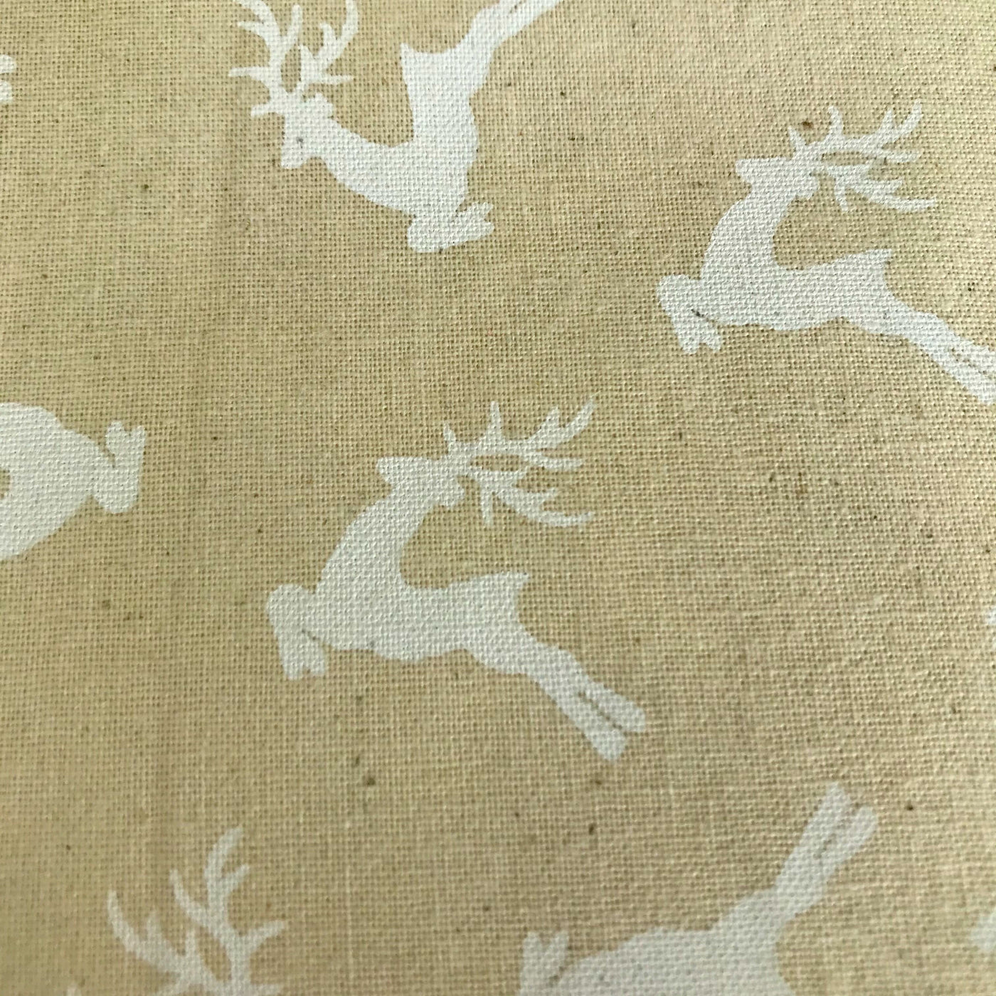 John loundens christmas stags on a natural cotton background