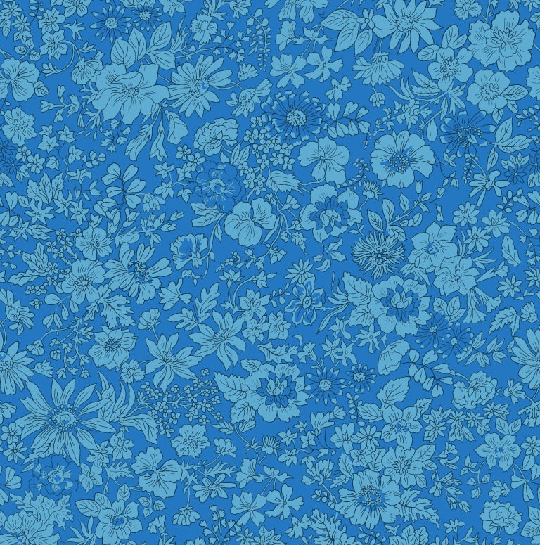 flower show summer collection by Liberty of London fabrics emily silhouette flower blue