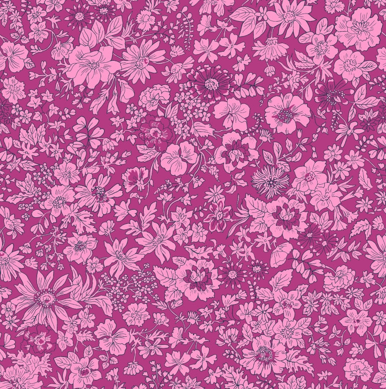 flower show summer collection by Liberty of London fabrics emily silhouette flower pink