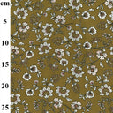 Viscose floral fabric in a mustard coloured background