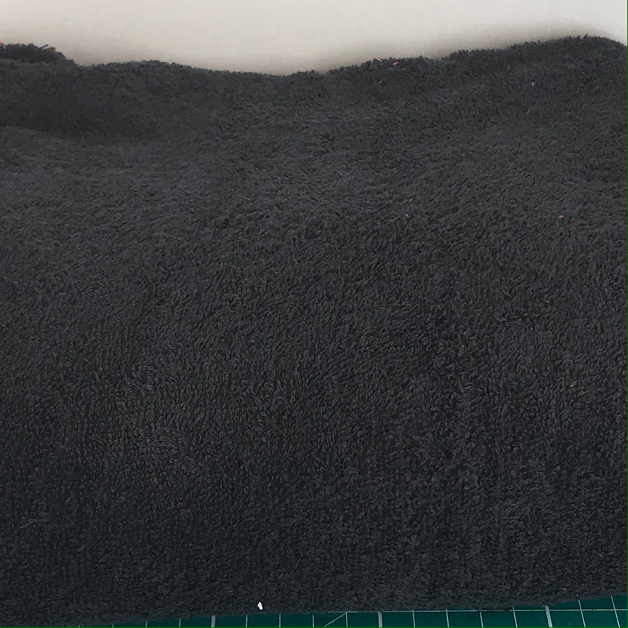 Black terry toweling fabric 100% cotton 150cm wide