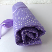 Lilac spotted knitting needle roll or crochet hook roll