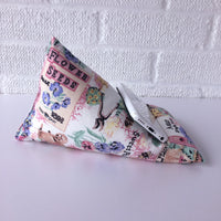 iphone or smart phone holder with a gardening theme in pink canvas