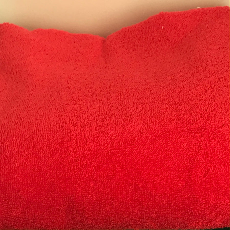 off cuts of our red terry towelling fabric at a discounted price