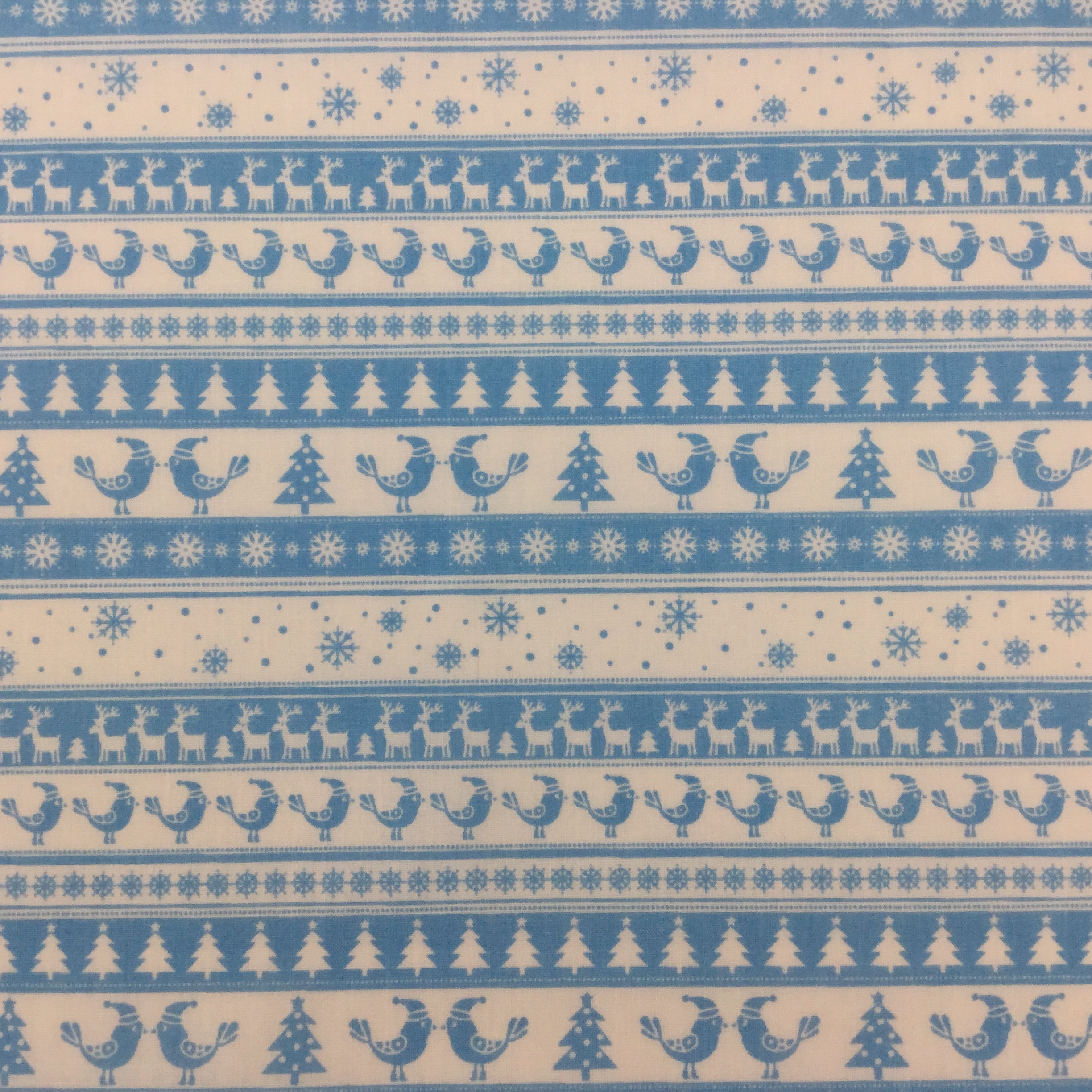 blue Scandinavian style poly cotton fabric