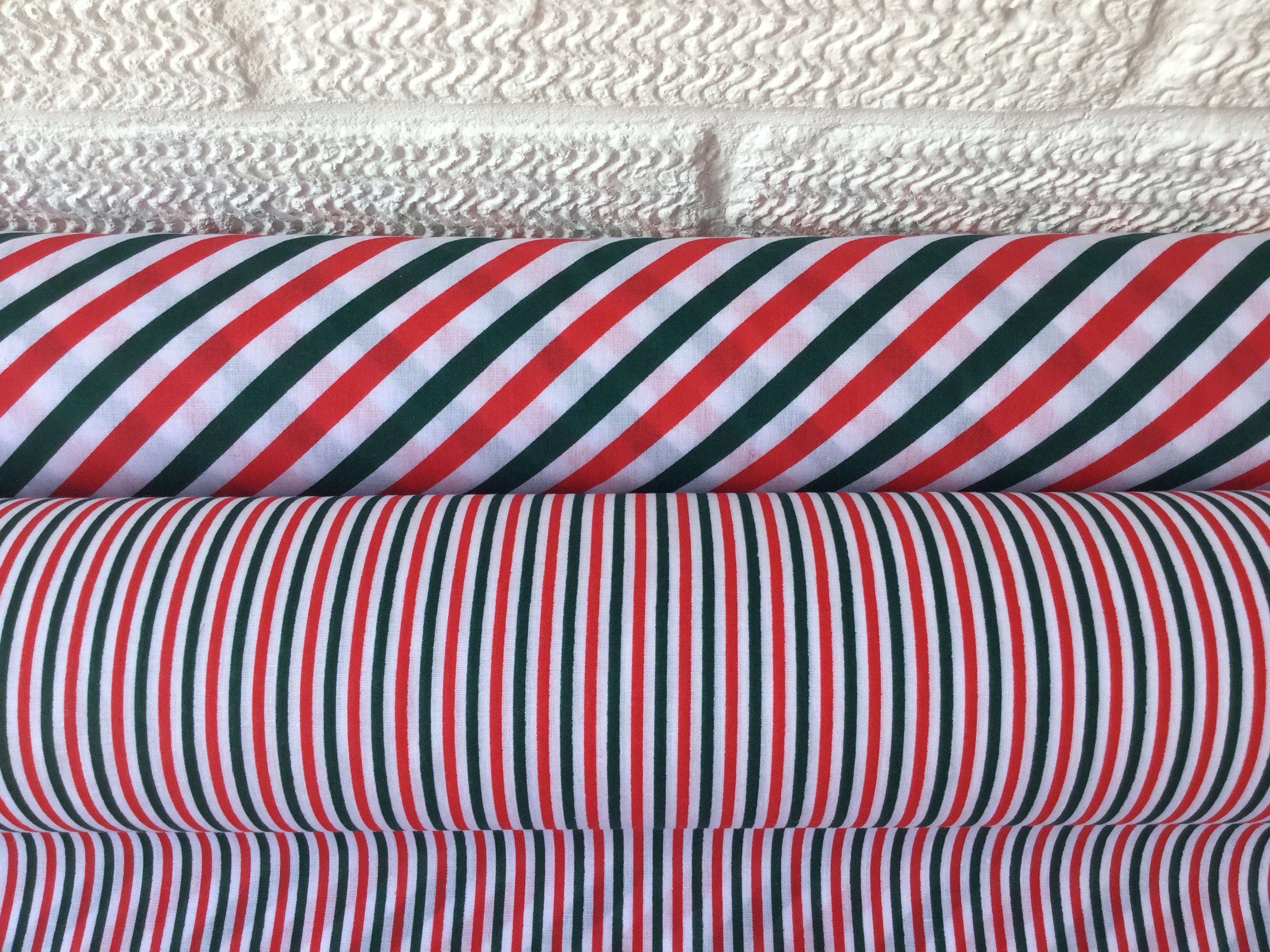striped christmas poly cotton fabric
