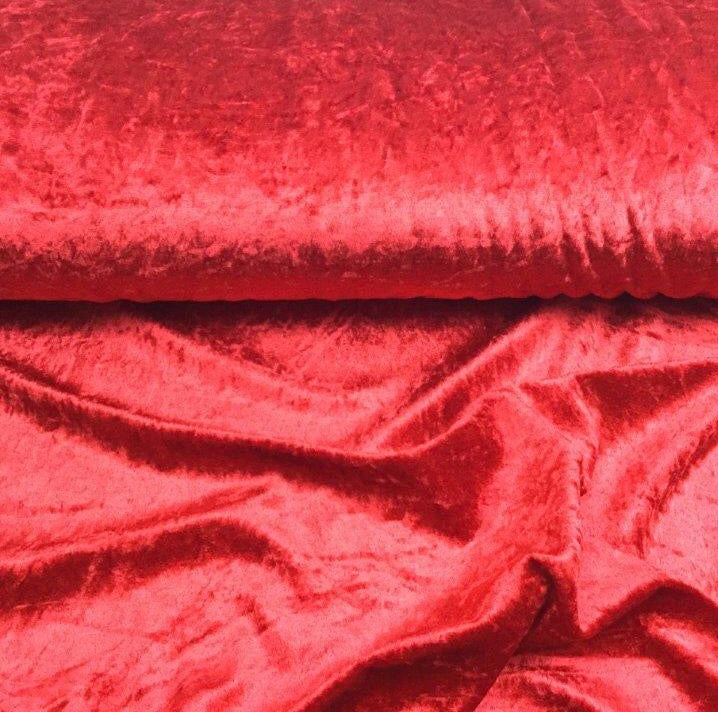 Red crushed velvet velour fabric