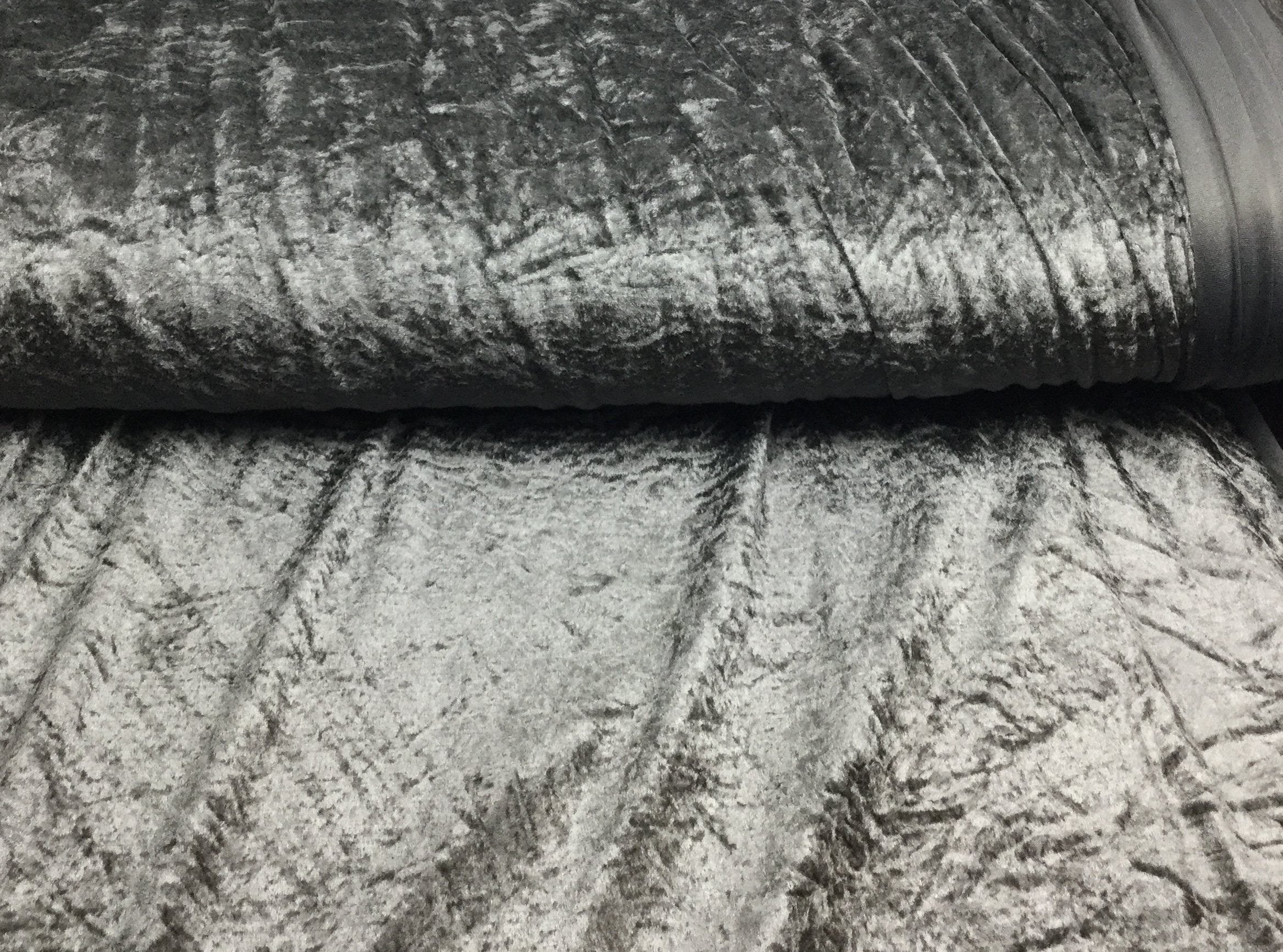 grey silver crushed velvet velour fabric